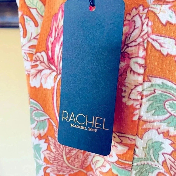 RACHEL by Rachel Roy Tangerine Floral Sleeveless Halter Tank Women’s Small - Picture 10 of 11